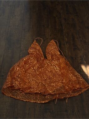 Lucy in the Sky Orange Sequin Mini Dress